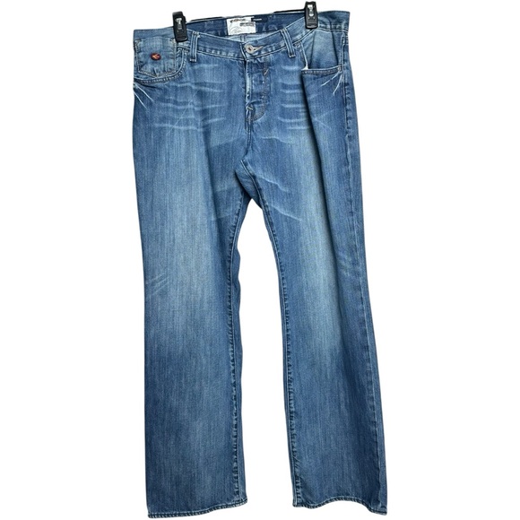 2008 ENERGIE Men's 36x32 Stevenson Low Rise Bootcut Distressed Jeans Miss Sixty - Picture 1 of 16